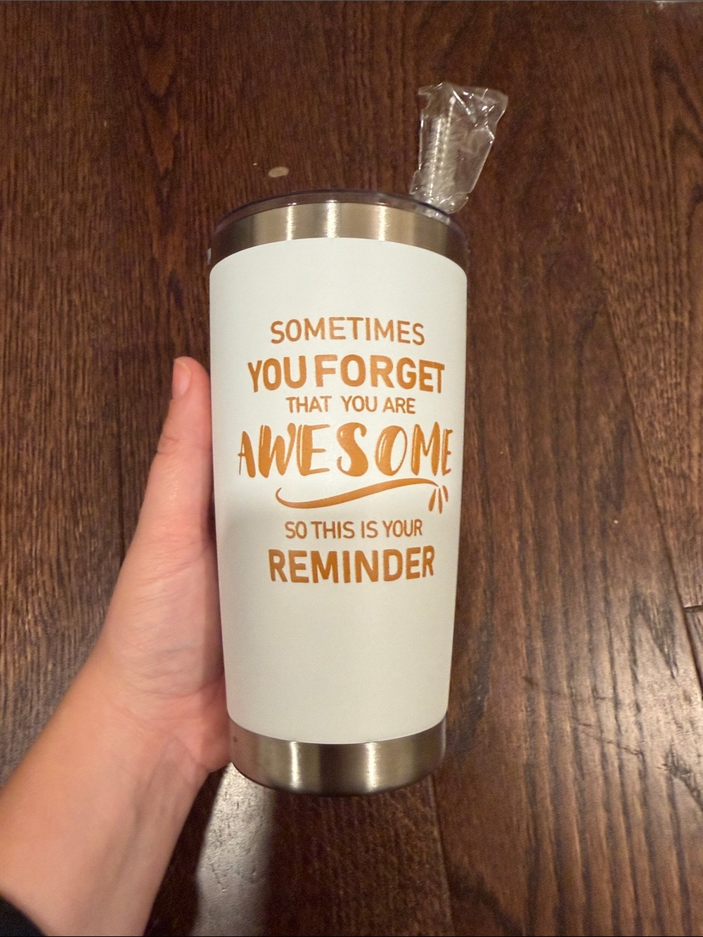 White and Gold Inspirational Travel Tumbler - Motivational Quote
